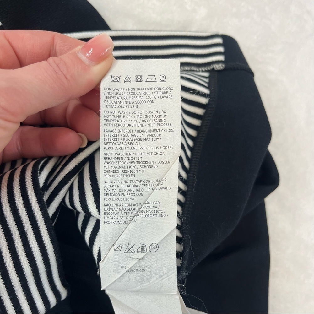 Max Mara Striped Mini Sleeveless Dress Black White Sz 42 Made In Italy Flawed* - Picture 8 of 12
